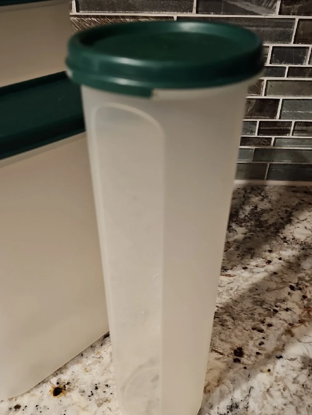 Tupperware Cream Storage Canisters with Dark Green Lids